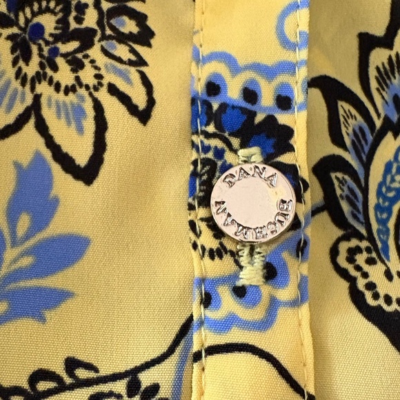 Dana Buchman Paisley Floral Yellow and Blue "Lemon Drop" Top size Medium - Picture 3 of 8